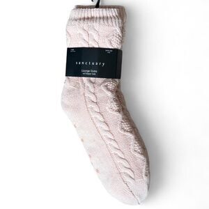 Sanctuary Cable Knit Lounge Socks Pink Women’s Size 4–10 Gripper Sole Cozy NWT